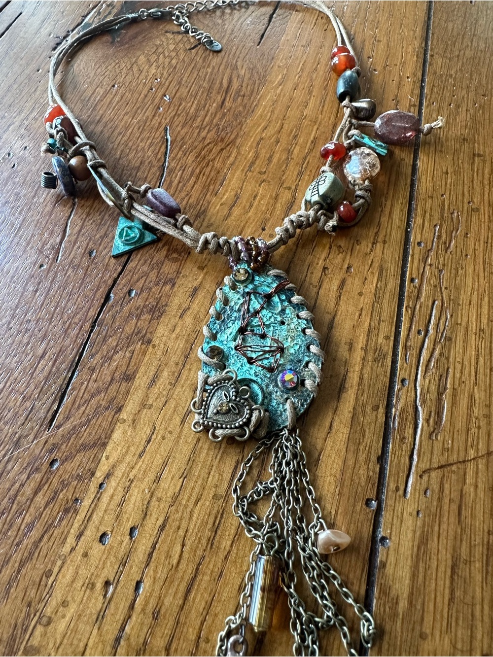 Bohemian Turquoise & Beaded Junk Art Necklace
